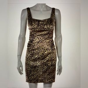 David Meister Animal Print Sheath Silk Dress Size 10